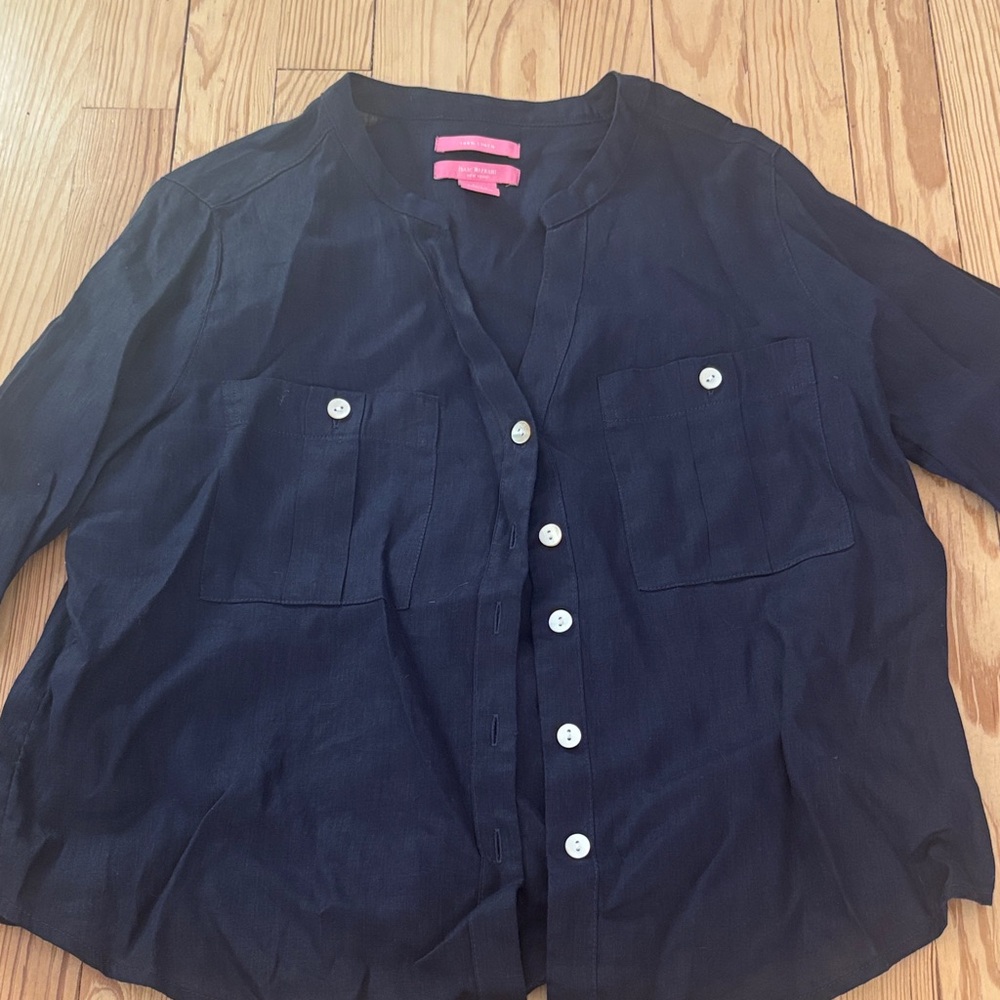 Isaac Mizrahi Dark Linen Shirt